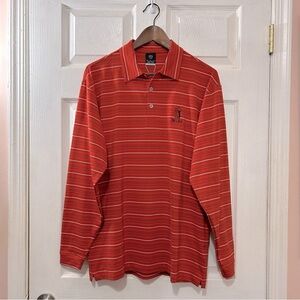 NIKE Golf Dri-Fit UV Long Sleeve Polo Shirt TPC Myrtle Beach Red Stripe Medium
